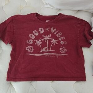 Women's Crop Top - Red 'Good Vibes' Graphic